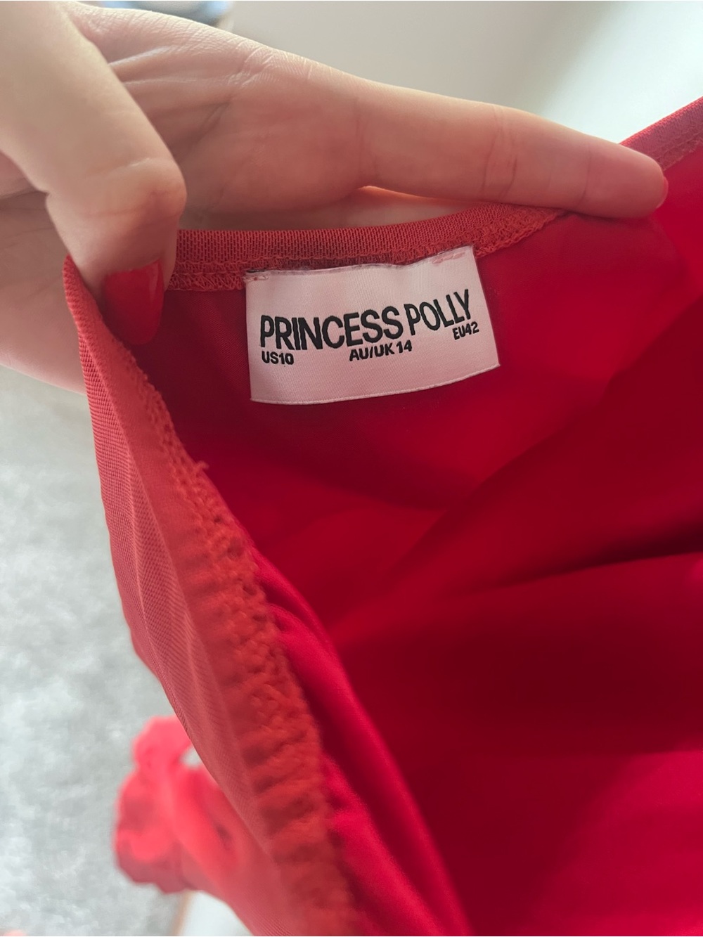 Princess Polly Fig Ruffle Mini Dress Red - Picture 4 of 5